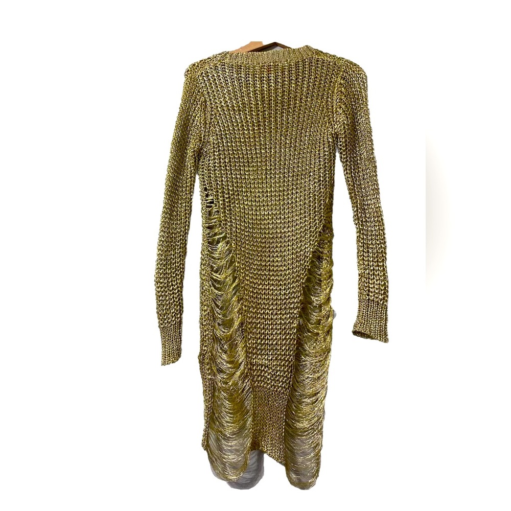 thirty 6 point 5 Metallic Gold Mesh Summer Sexy dress Bathing Suit Cover Up S/M